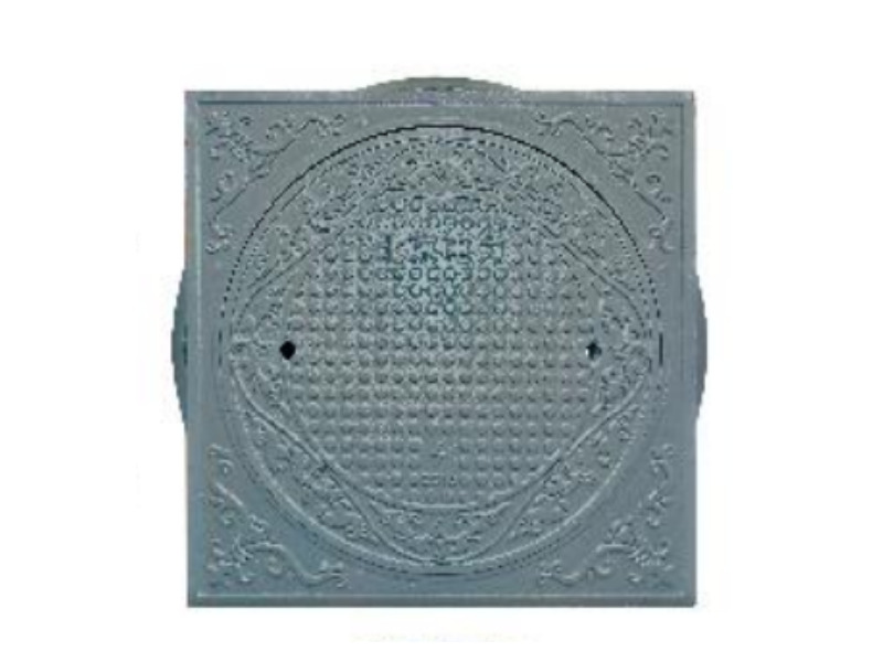 Grey ductile iron anti-subsidence square manhole cover and frame rated D400