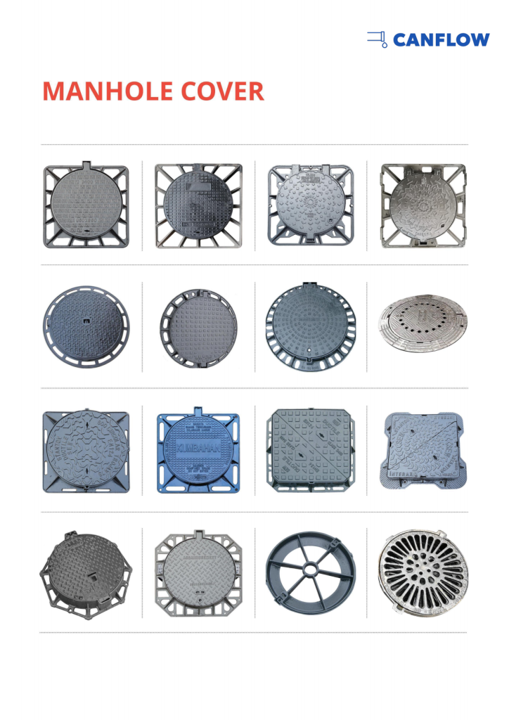 Decorative ductile iron manhole cover with custom pattern for urban streetscape